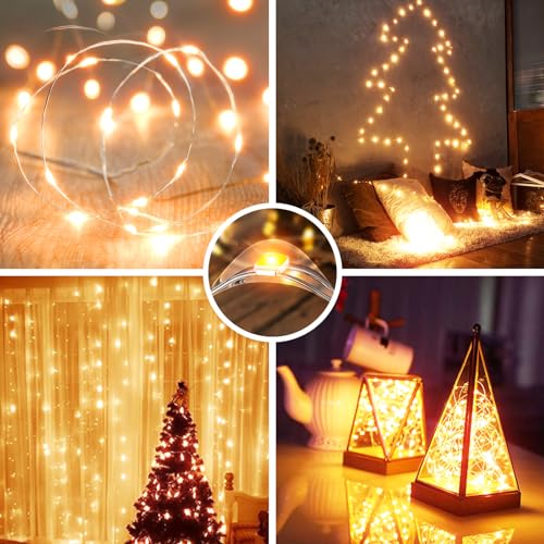 Olafus 16 Pack Christmas Fairy Lights Battery Operated Warm White, Halloween Small String Lights Copper Wire 20 LED 7ft, I...