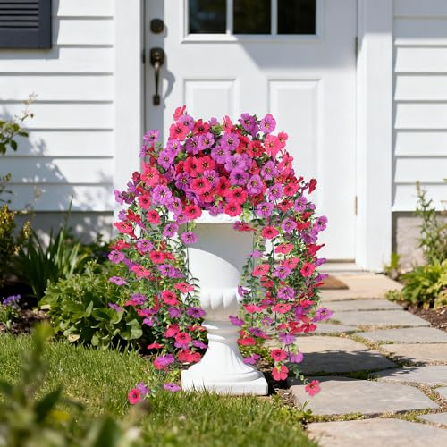 AmberFun Artificial Hanging Flowers for Outdoors,No Fade 2 Bundles Fake Silk Flowers for Outside, Realistic Faux Plants De...