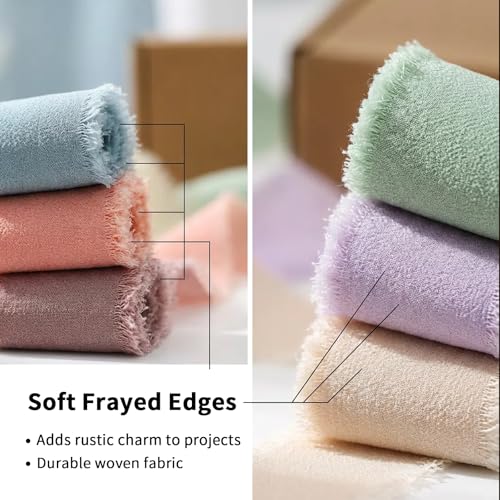 1.5" x 27 Yd Chiffon Ribbon Mixed Color Ribbons Set 9 Rolls Handmade Fringe Fabric for Wedding Invitations Bridal Bouquets...