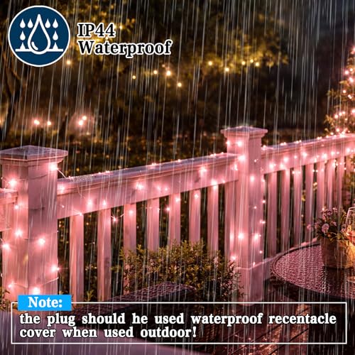 Boltigen Pink Slow Twinkling Christmas Lights, 20 LED Mini String Light, 7ft UL Certified Waterproof Connectable for Indoo...