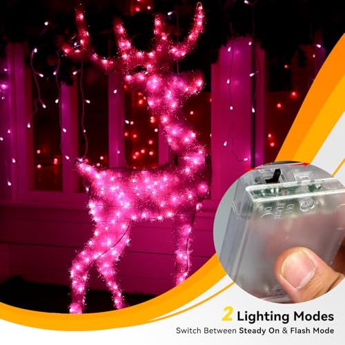 LitHome 4 Pack Valentine's Day Pink Fairy Lights Battery Operated, 20 FT 60 LED Valentines Lights Battery Operated 2 Modes...
