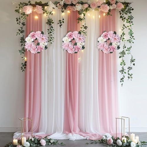 DIYDOFUN Artificial Flower Candle Rings - 6 Inch Inner Rose Floral Wreaths with Butterflies for Wedding Bridal Event Table...