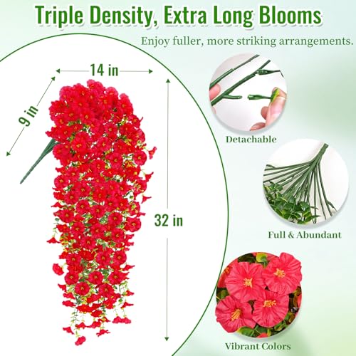 Yastouay Artificial Hanging Flowers for Outdoors, Fake Hanging Flowers for Decoration, UV Resistant Artificial Outdoor Pla...