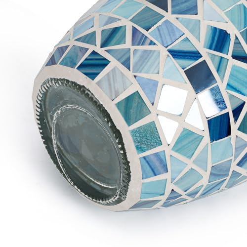 SOUJOY Mosaic Vase, Glass Blue Flower Vases for Centerpieces, Handmade Bud Vase for Wedding Flower Arrangeme, Living Room,...