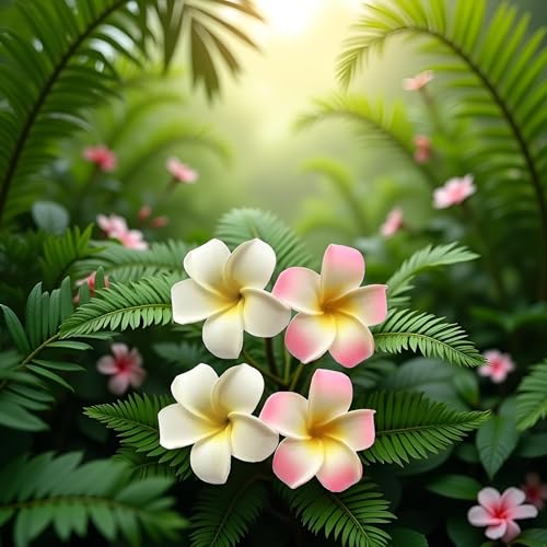 Juroicessry 4 Pcs 7cm White and Pink Hawaiian Frangipani Plumeria Foam Head Flower Party Beach Hair Clip Hair Clips
