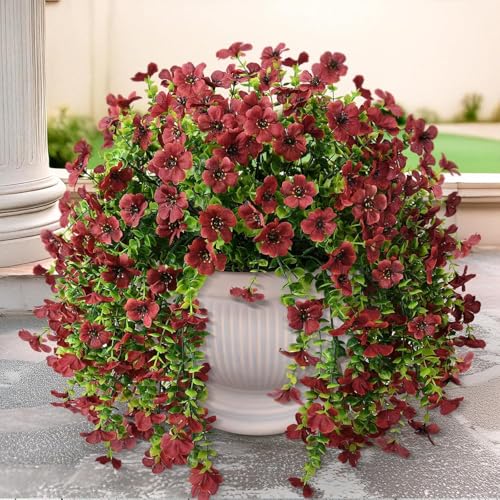 ZFProcess Artificial Hanging Flowers for Outdoors Spring Decoration, 2PCS Silk Fake Daisy Realistic Outdoor Flowers UV Res...