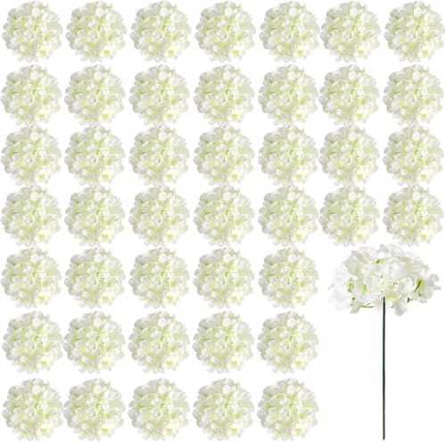 Auihiay 26 Pieces Hydrangea Artificial Flowers Silk Hydrangea Flowers Artificial Flowers Heads with Stems for Home Wedding...