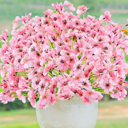Jutom 24 Pcs Artificial Flowers Outdoor Decoration, UV Resistant Silk Fall Faux Flowers Plants Bulk, Realistic, No Fade fo...