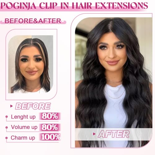 Clip in Hair Extensions Real Human Hair, 20 Inch 105g 100% Remy Human Hair Clip in Extensions for Women, Invisible Straigh...