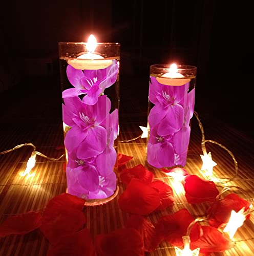 10 Pcs Artificial Flowers for Floating Candles Centerpiece Purple Orchid Faux Flower Vase Fillers for Birthday Wedding Din...