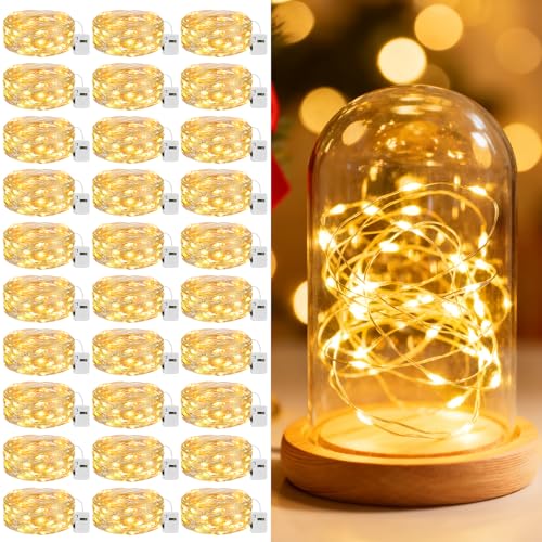 litogo 30 Pack 7FT 20 LED Fairy Lights Battery Operated, 3 Lighting Modes, Bulk Mini Twinkle String Lights Waterproof Silv...