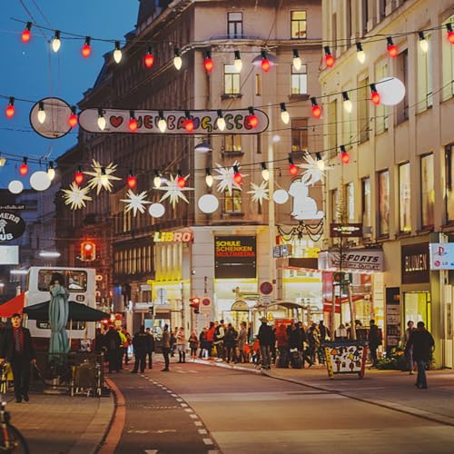 Doratale C7 LED Christmas Lights Outdoor, 25Ft Christmas Red White String Lights with 27 Ceramic LED Bulbs(2 Spare), Conne...