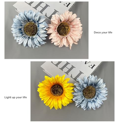 Yiemoge 6pcs Fake Sunflower Heads, 4.7" Sunflowers Artificial Multicolor Silk Flower Heads for Party Baby Shower Wedding G...
