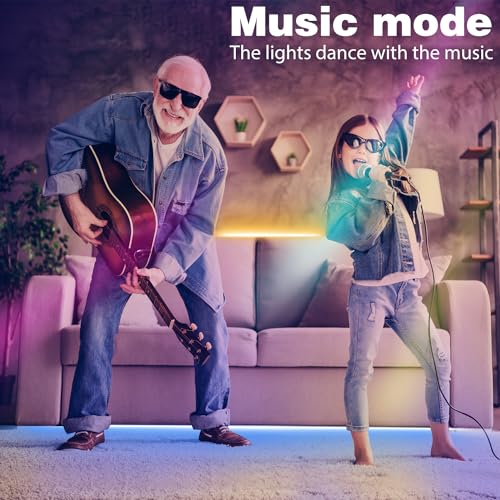 NBBUFF Led Lights for Bedroom 50ft (1 Roll), Color Changing RGB Led Strip Lights with 60 Keys Remote and App Control, Musi...