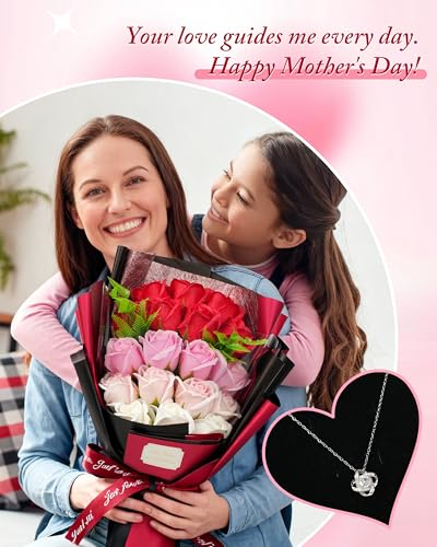 KeepTwenty Roses Bouquet Artificial Flower Eternas Rosas with Necklace Preserved Rose Birthday Flowers Gifts Valentine's D...