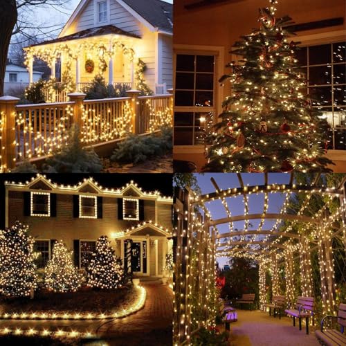 LAMPHOME Warm White Christmas Mini Lights, 32.5FT 100 LED String Lights with 16 Light Modes, Fairy Lights Plug in for Outd...