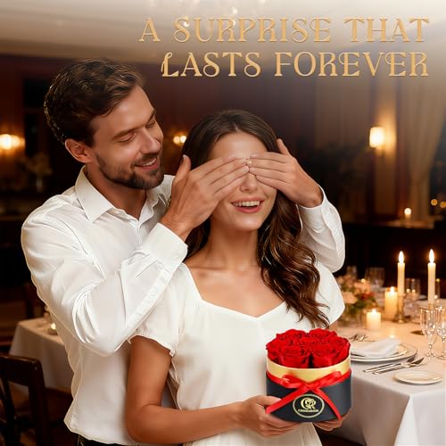 CHOSIAROSE Roses Forever Flowers for Delivery - 7 Forever Preserved Roses in Box, Preserved Flowers Gifts Anniversary Birt...