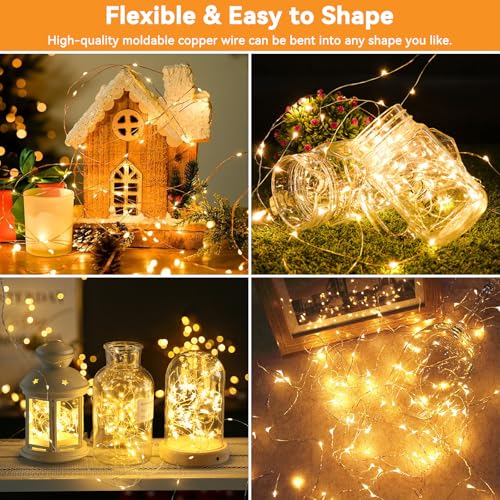 Twinkle Fairy Lights 8 Modes with Remote and Timer 33ft 100LED USB Plug in String Lights Waterproof String Lights for Bedr...