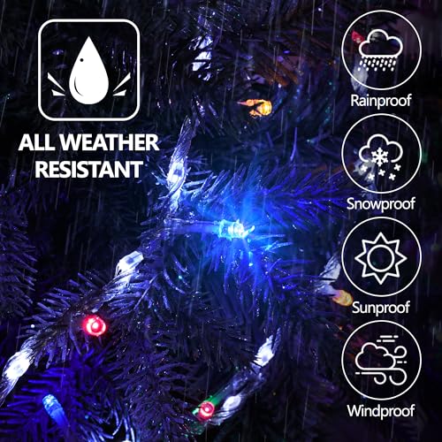 Jyoiat 30FT Christmas Lights - 240 LEDs Water Flowing Multicolor String Lights with 8 Basic Modes + 6 Flowing Modes,Outdoo...