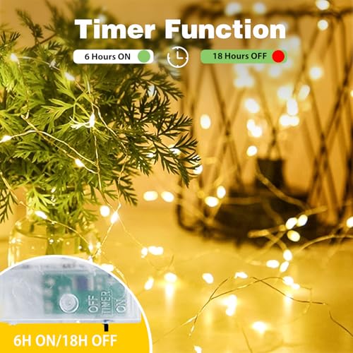4-Pack Fairy Lights Battery Operated with Timer, Waterproof 16FT 50 LED String Lights Indoor Outdoor, Cuttable Starry Fair...