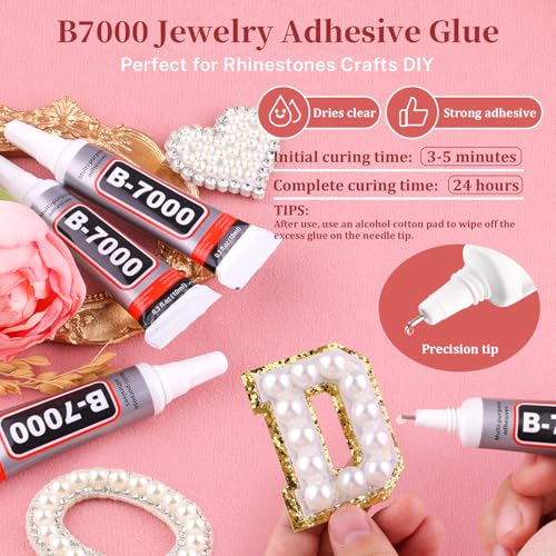 16500Pcs Flatback Pearls for Crafting (White), Assorted Size 2/3/4/5/6/8/10mm Half Pearl with 3Pcs 10ml B7000 Jewelry Glu...