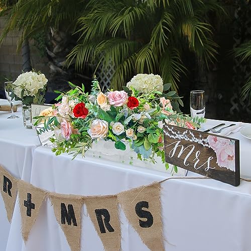 4 Pack Clear Acrylic Flower Vase Centerpiece for Dining Table,63.2 Inch Rectangular Floral Low Vases with 64 Holes for Din...