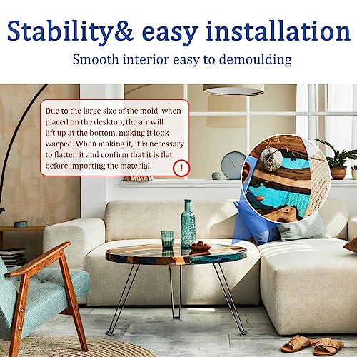 Lallisa 24 Inch Extra Large Resin Table Molds Round Epoxy Resin Molds Set with Metal Frame 3 Hairpin Legs for Table Epoxy ...