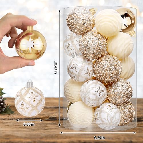 EverMerry 25 Pcs Christmas Ball Ornaments for Xmas Christmas Tree, Shatterproof Hanging Ball for Party Outdoor Decoration...