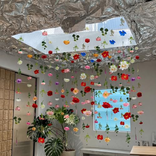 Suncalla 12 Pcs 70.8 ft Flower Garlands Hanging Artificial Wildflower Vine Decor from Ceiling Floating Floral Backdrop Sil...