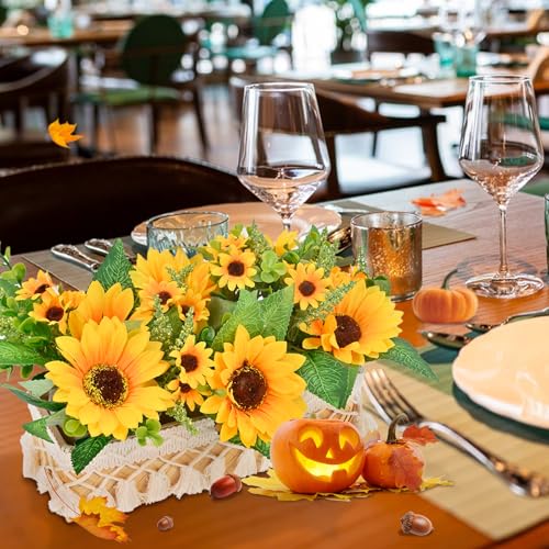 iHopGree Sunflowers Artificial Flowers Decorations, Artificial Plants Indoor, Sunflower Centerpiece Table Decorations for ...