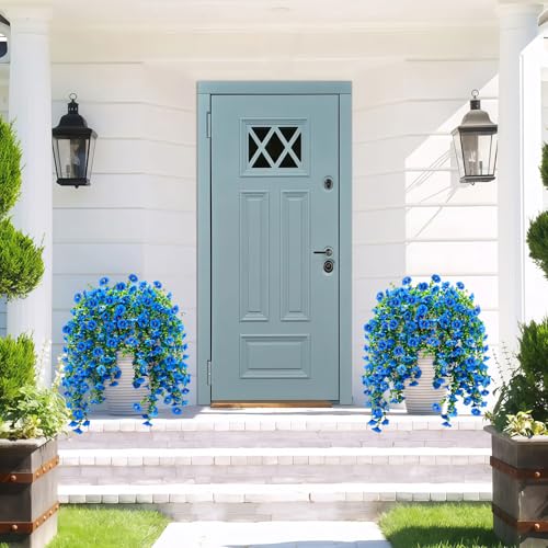 ICX 4PCS Artificial Hanging Flowers for Outdoors,Silk Morning Glory UV Resistant Fake Hanging Flowers,Artificial Flowers f...