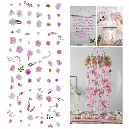 RIDDSEE Artificial Hanging Flower Garland 41.3ft Floral Vines Backdrop Wall for Wedding Party Events Spring Home Garden De...