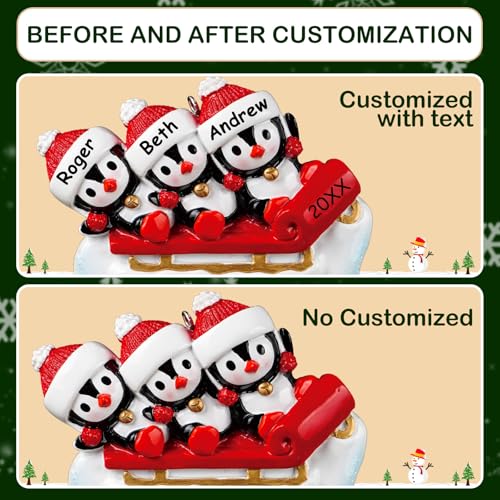 iDIY Personalized Family Christmas Ornaments - Family of 2/3/4/5/6/7/8 Penguin Ornaments for Christmas Tree - Custom Resin...