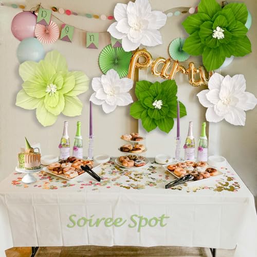 Erastom 6PCS Paper Flowers Artificial Wall Decor 3D Tissue Paper Flowers Wedding Birthday Room Decor Green Emerald Bridal ...