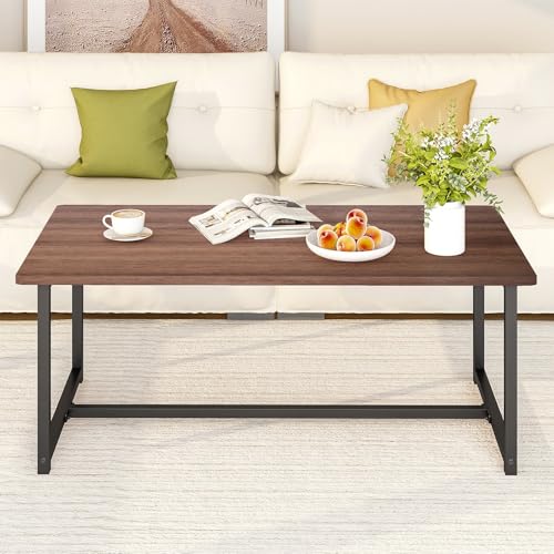 Coffee Tables for Living Room,Rectangular Center Table with Metal Frame,Modern Wood Coffee Table,Easy Assembly,Farmhouse W...