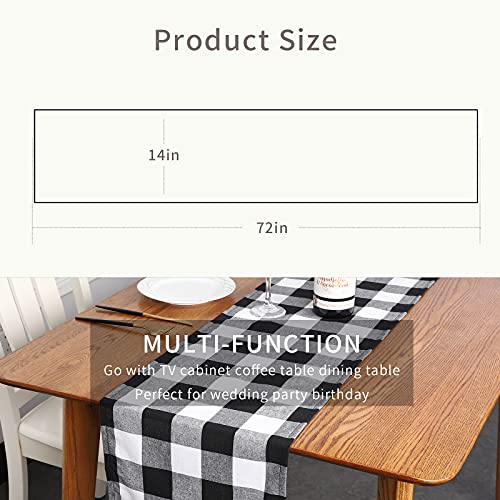 Tosewever Buffalo Check Plaid Table Runner, Cotton Polyester Blend Classic Family Dinner Table Runners for Indoor Outdoor ...