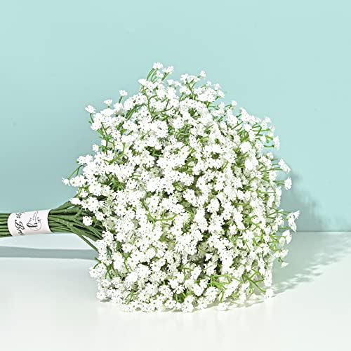 Yastouay Babys Breath Artificial Flowers, 6Pcs Fake White Babys Breath Flowers Artificial Bulk, Real Touch Faux Babies Bre...