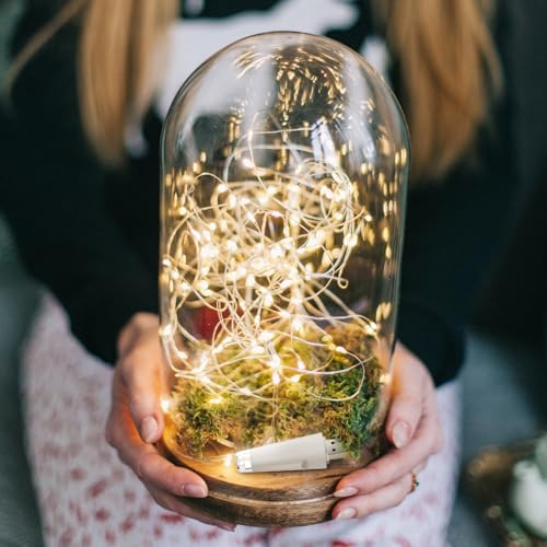 Dumcuw Fairy Lights USB Rechargeable Battery Operated, 7ft 20 LED String Lights Indoor for Bedroom Mason Jars Wedding Tabl...