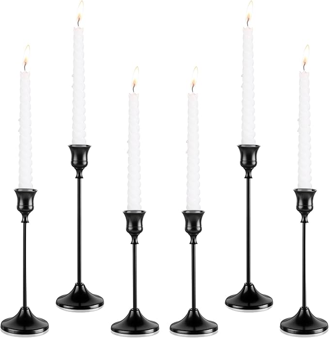 Tunyet Candlestick Holders, 6PCS Metal Taper Candle Holder, Black Candle Holders for Candlesticks, Candle Holder for Weddi...