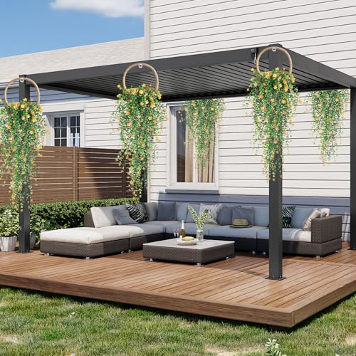 Artificial Hanging Flowers, 3 Pcs Fake Hanging Plants Artificial Vines for Outdoors, Fake Ivy Vine UV Resistant No Fade Fa...