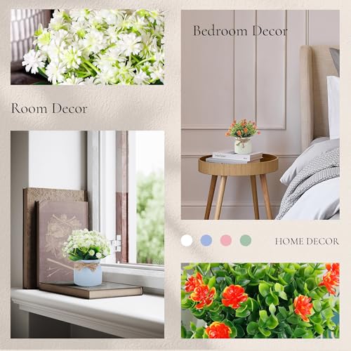 Der Rose 4 Pack Fake Flowers Artificial Plants Indoor for Home Kitchen Office Dining Centerpiece Table Decorations