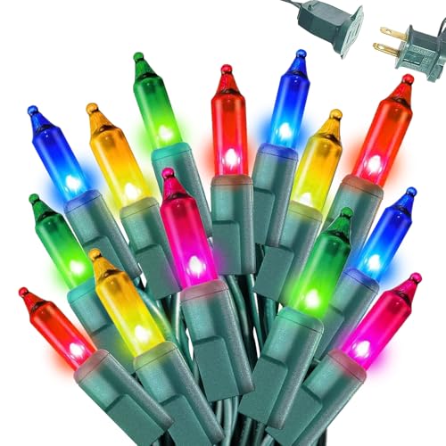 Multicolor Christmas Lights Outdoor, 50FT 200 Count Incandescent Mini Christmas Lights Green Wire, Waterproof Fairy Light...
