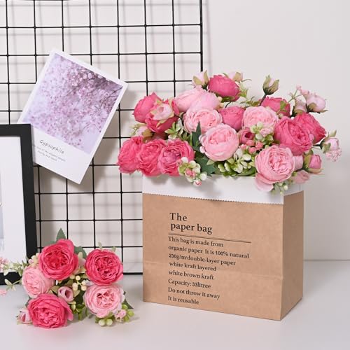 MARTINE MALL 2 Packs Peonies Artificial Flowers, Mixed Pink Artificial Peonies, Silk Peonies Flowers Fake Peonies Artifici...