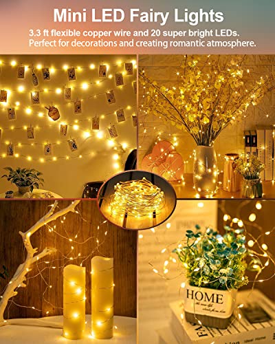 20 Pack Fairy Lights Battery Operated, 3.3ft 20 LED Mini String Lights Twinkle Lights Copper Wire Firefly Starry Lights fo...
