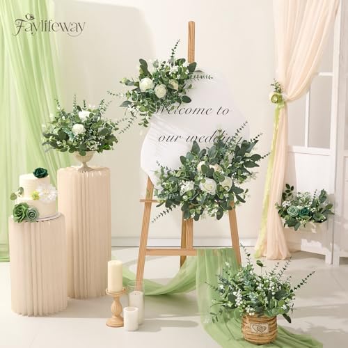 Faylifeway 120 Pcs 4 Kinds Mixed Eucalyptus Greenery Stems, Baby Breath Flowers Artificial Bulk and Greenery Stems for DIY...