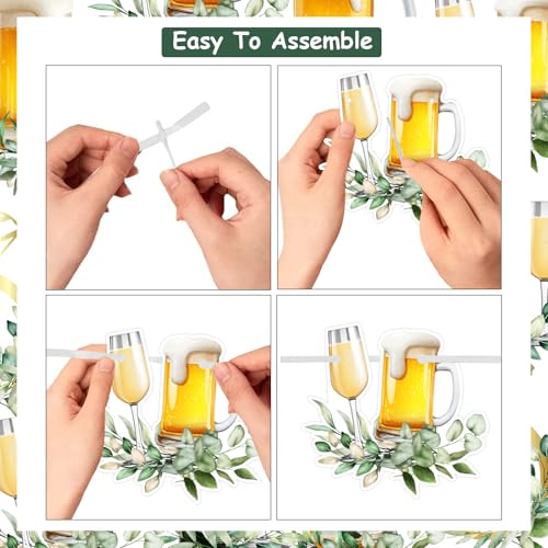 JOYMEMO Bubbles and Brews Bridal Shower Decorations Sage Green Gold - Bubbles and Brews Before I Dos Banner, Balloons, Gar...