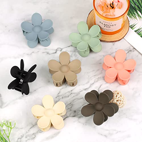 Flower Claw Clip 7 PCS Claw Clips, Hair Clips for Women Non Slip for Thick Hair Women Girls Gifts, 7 Colors