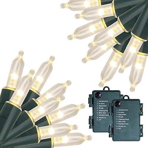 Twinkle Star Outdoor Christmas Lights Battery Operated 50 LED Mini String Light with 8 Modes, 16ft Waterproof Fairy Lights...