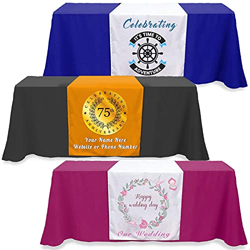 Luincas Custom Table Runner 36"x72"with Business Logo or Your Text Personalized Tablecloth Runners Customize with Logo for...