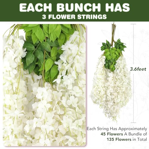 Alotiki Wisteria Hanging Flowers,Fake Hanging Flowers,Wisteria artificiales Garland for Home Wedding Arch Floral Party Gar...